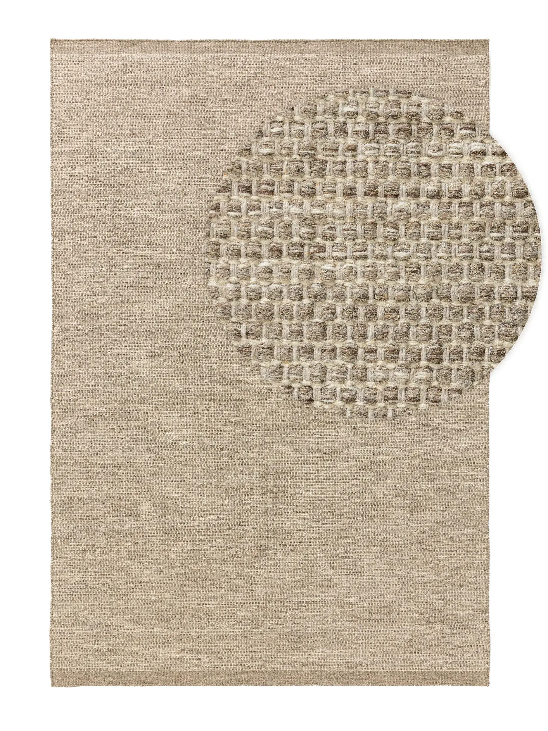 Teppich aus 80% Wolle, 20% Baumwolle in Taupe mit 80% Wolle, 20% Baumwolle hohem Flor von benuta Pure