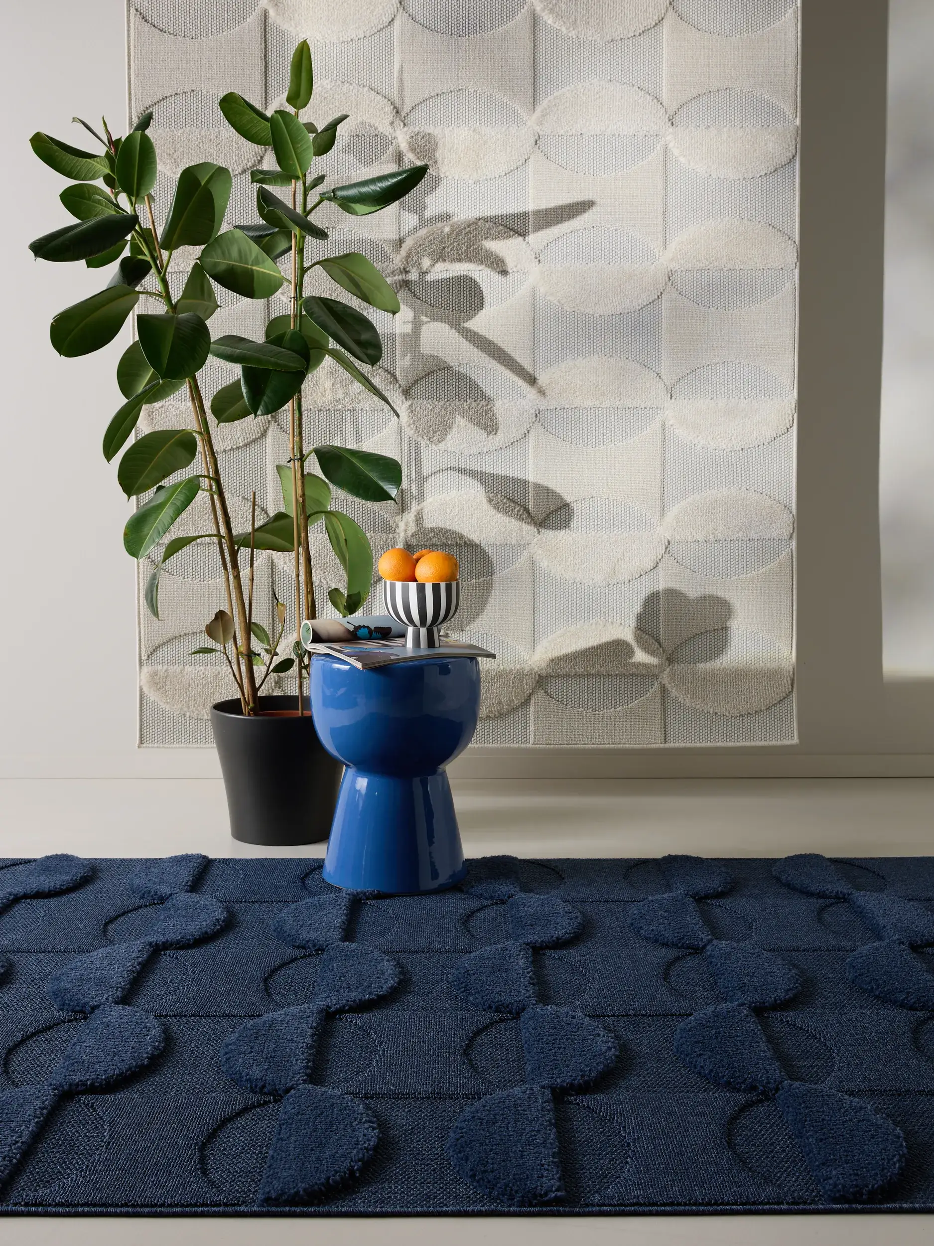 Teppich aus 100% Polypropylen in Blau mit 100% Polypropylen hohem Flor von benuta Pop